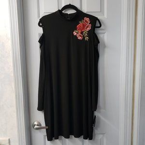 AGB cold shoulder dress with embroidery -- NWT